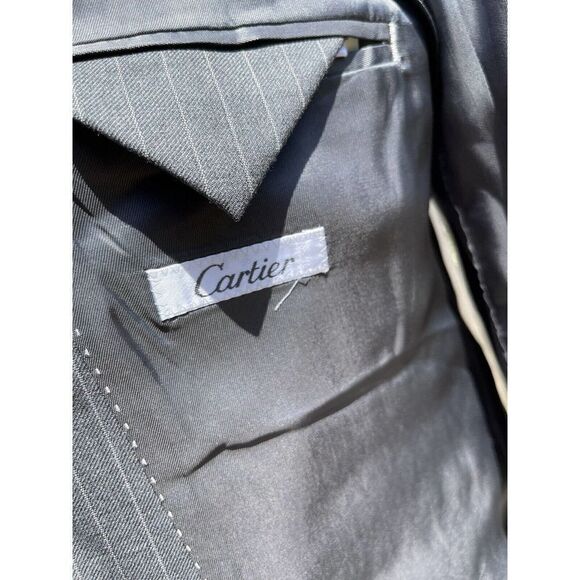 CARTIER Men's Sports Coat Jacket Gray Striped 100% Wool Luxury Size 38 R - Picture 7 of 9